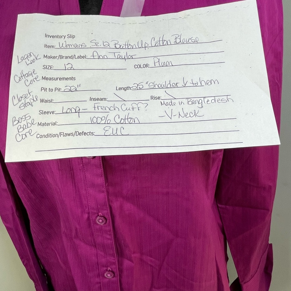 Ann Taylor Sz12 V Neck Button Up Blouse French Cuff Office to Dinner Out - Picture 2 of 9